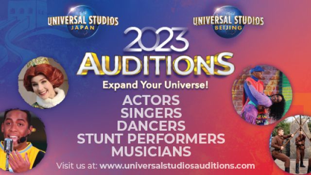 Audition for Universal Studios Parks and Resorts in Japan and China 