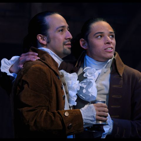 Lin-Manuel Miranda is Alexander Hamilton and Anthony Ramos is John Laurens in HAMILTON, the filmed version of the original Broadway production.